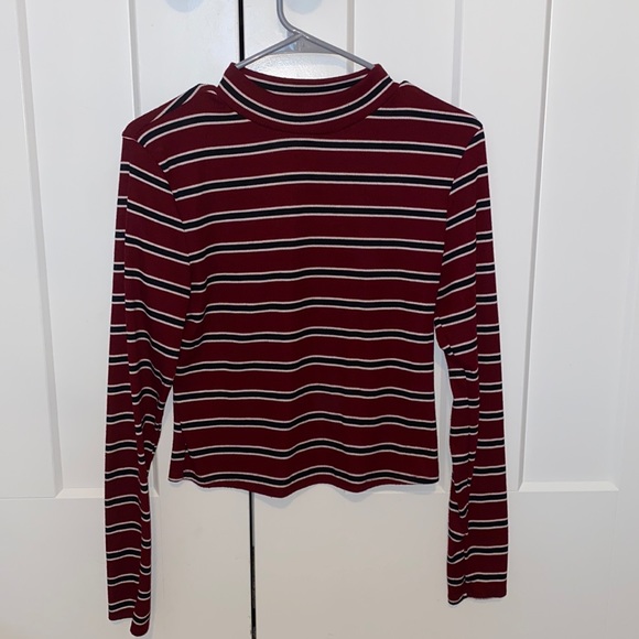 Tops - Maroon & Black Striped Long Sleeve